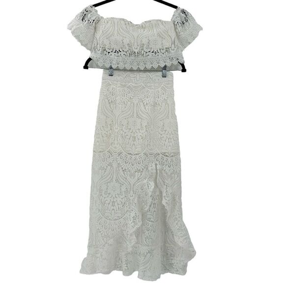 Velvi Crop Top and Crochet Lace Skirt Set White Size 2 - Picture 1 of 14